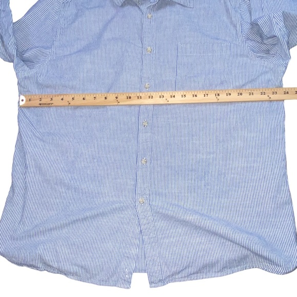 Goodfellow & Co Blue White Striped Button Down Cotton Shirt - Men’s XL - Picture 3 of 11